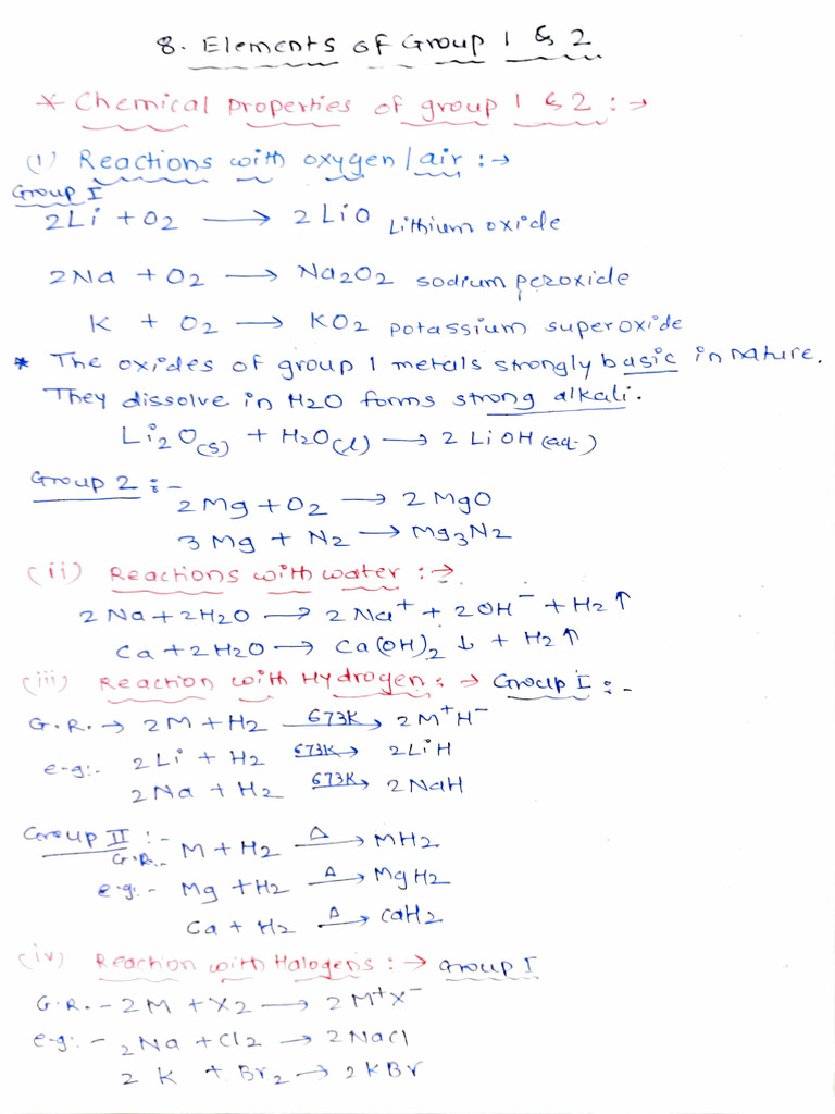 Elements of Group 1 & 2 | PDF | Lithium | Calcium
