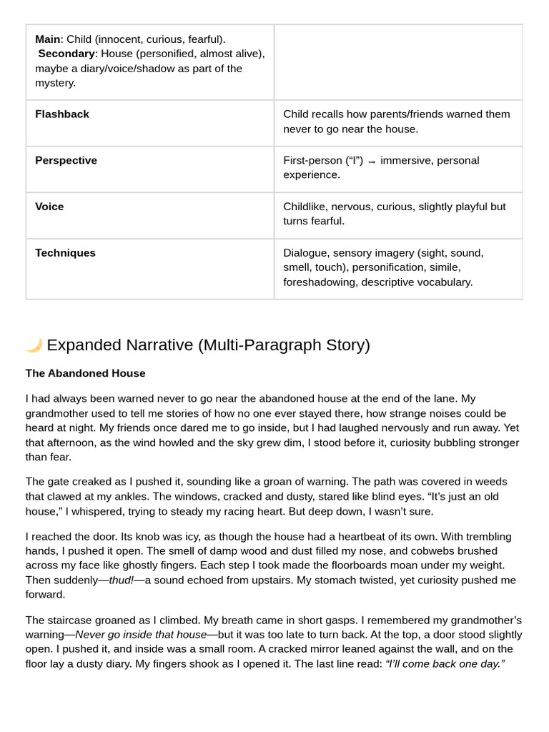 ? Expanded Narrative (Multi-Paragraph Story) | PDF