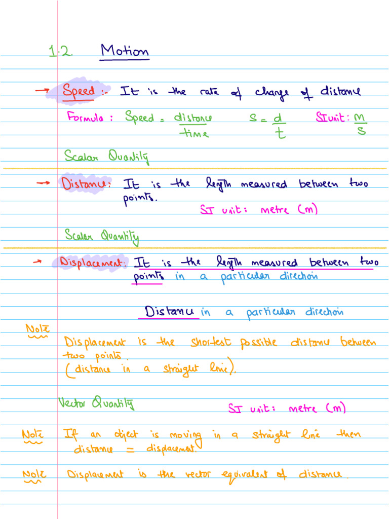 1.2 Motion Notes + PP Questions | PDF | Acceleration | Slope