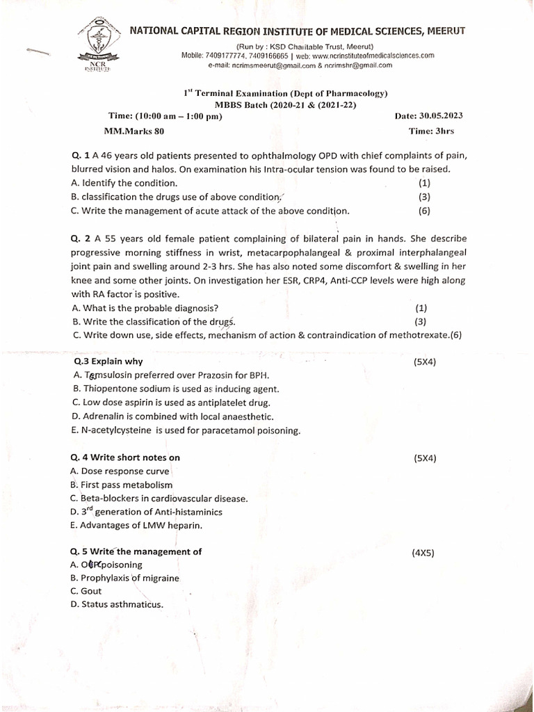 21 Pharma All Papers Except Prof Paper 2 Theory | PDF