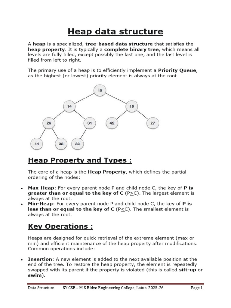 Heap Data Structure | PDF | Algorithms And Data Structures