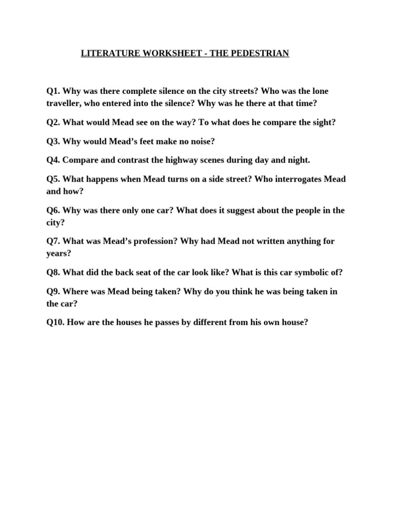 Worksheet Pedestrian | PDF