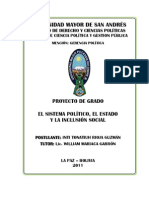 Proyecto de Grado "El sistema político, el Estado y la inclusión social" (1era edic)