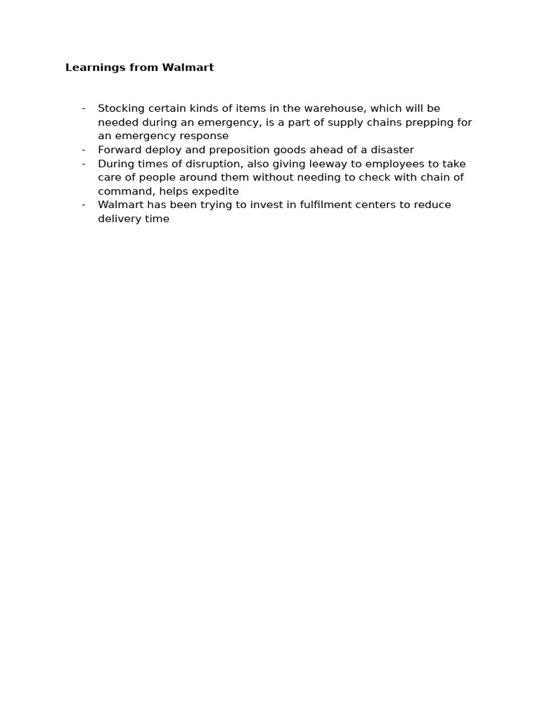 Learnings From Walmart | PDF
