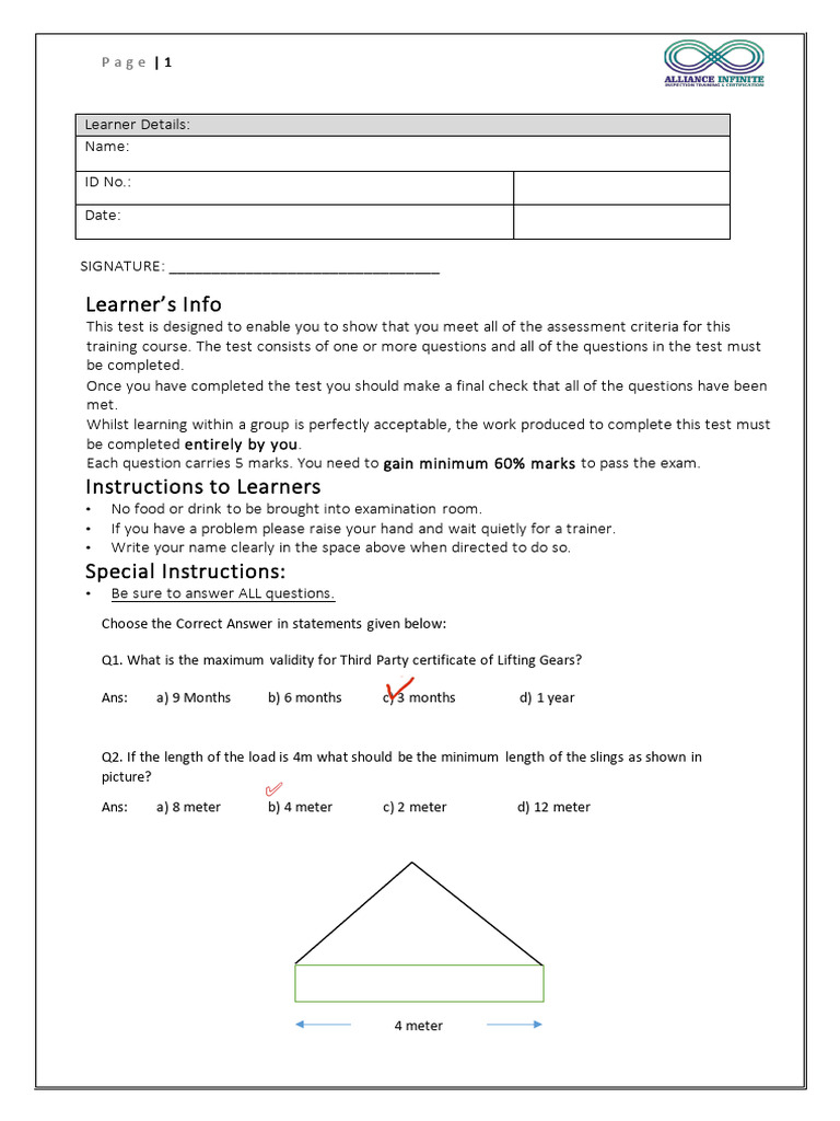 Assessment - Rigger 2 Exam (1) Ans) | PDF | Crane (Machine)