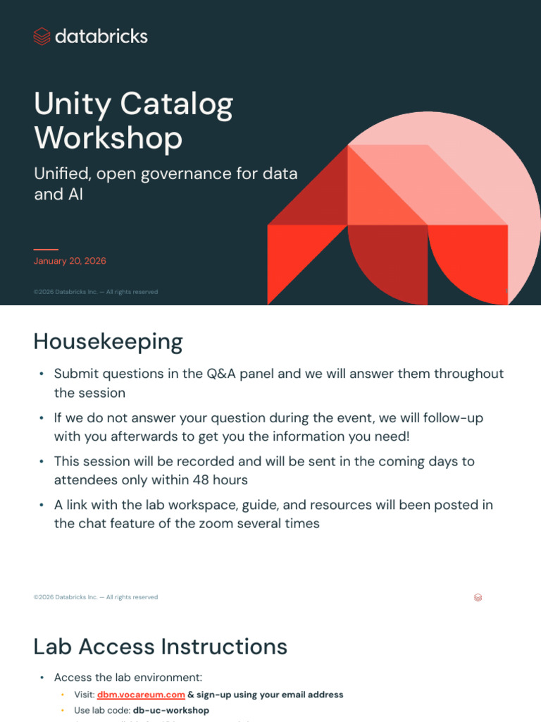 Databricks Unity Catalog Webinar Jan 2026 | PDF | Metadata | Cloud ...