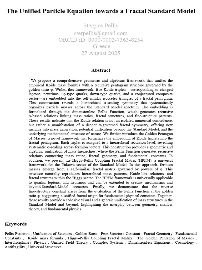 The Unified Particle Equation Towards A Fractal Standard Model | PDF ...