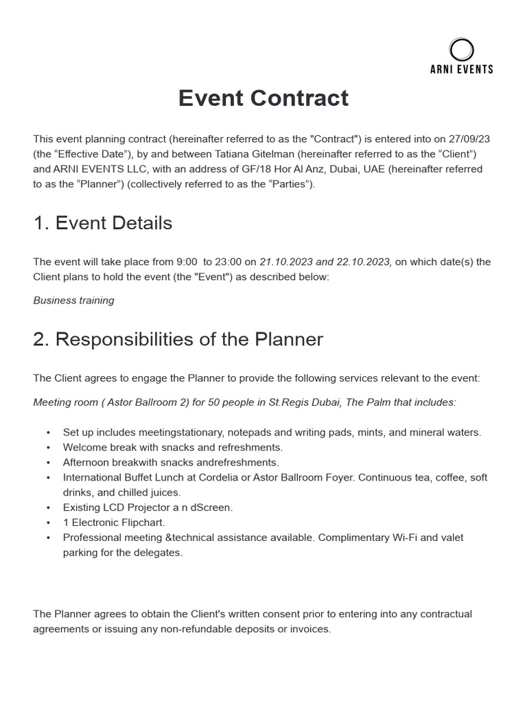 Event Planner Contract Template-9 | PDF | Justice | Crime & Violence