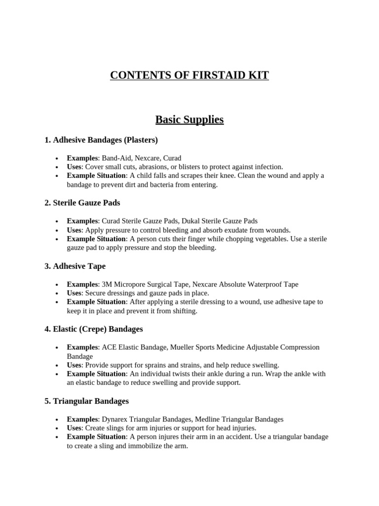 Lesson 3 Contents of Firstaid Kit | PDF