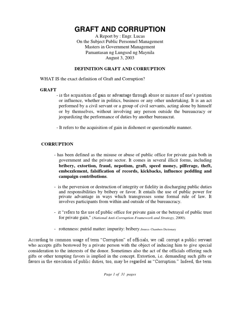 Graft corruption essay image