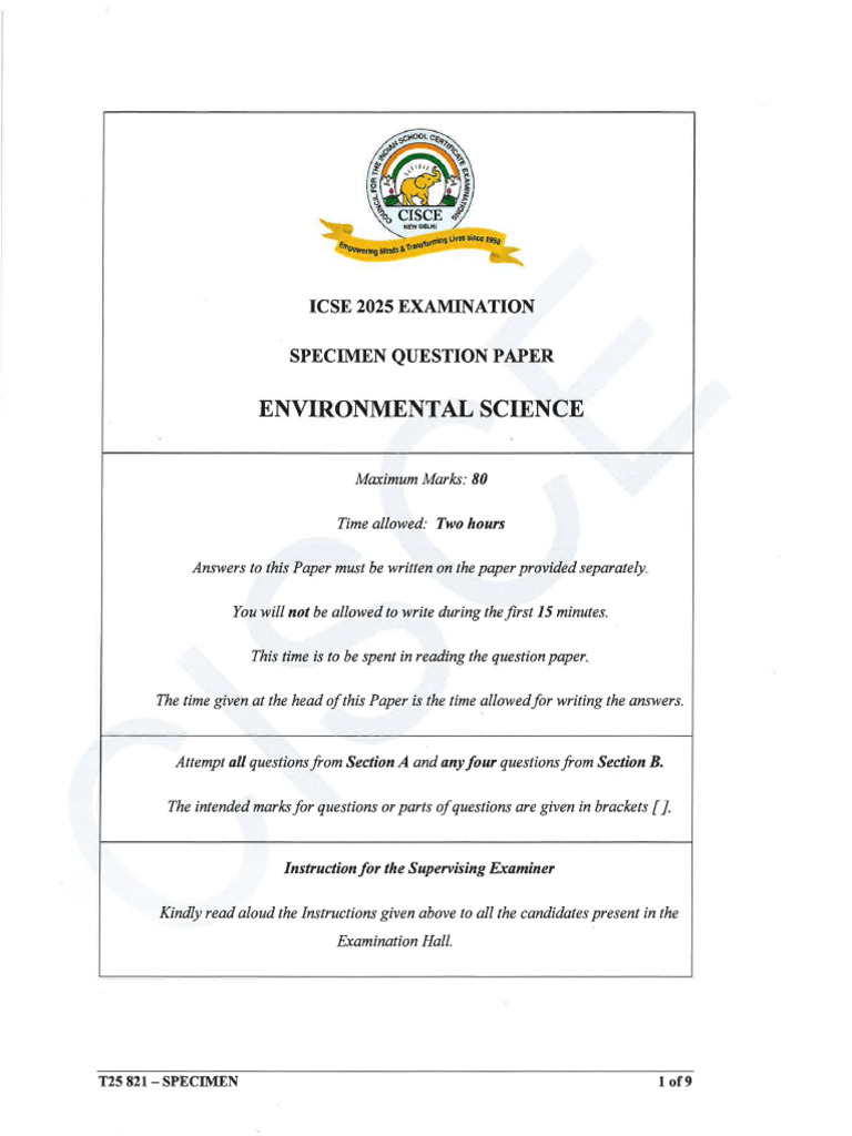Evs Sample Paper | PDF