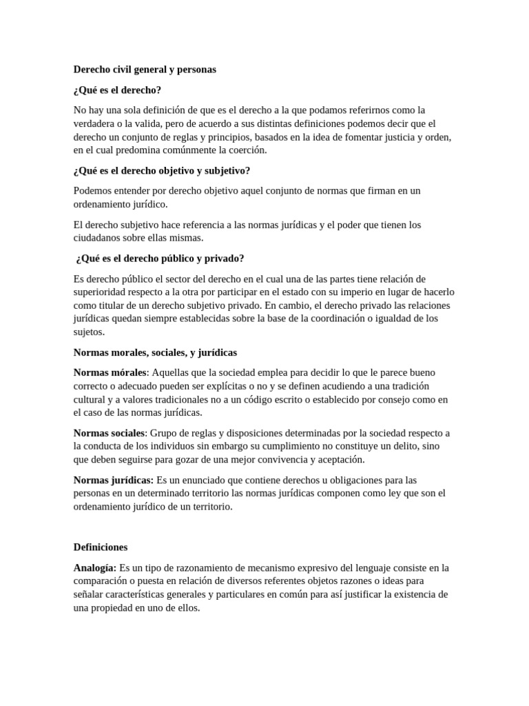Derecho Civil General y Personas | PDF | Caso de ley | Constitución