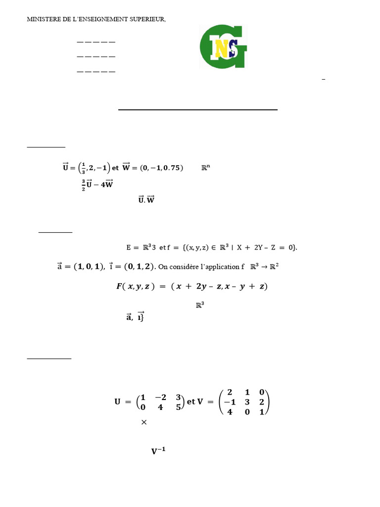 Examen Maths Algèbre 2026 Validé | PDF