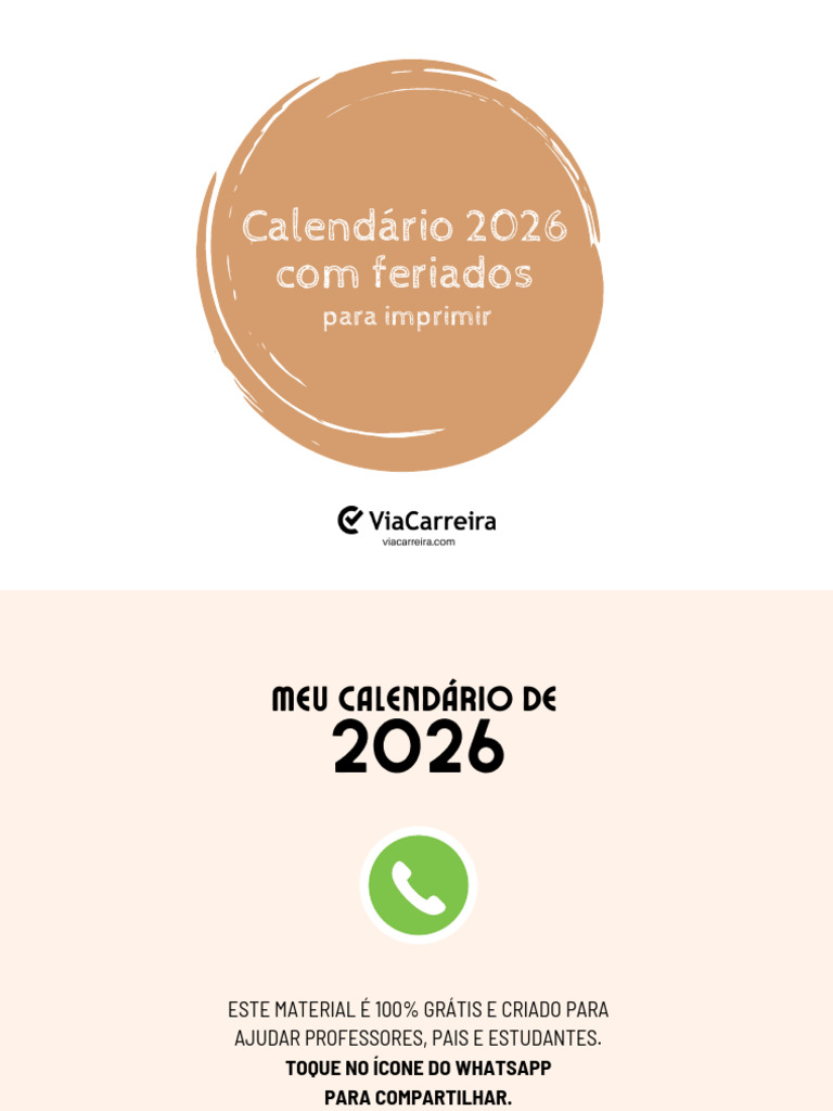 Calendario 2026 para Imprimir Com Feriados | PDF | Educação Infantil