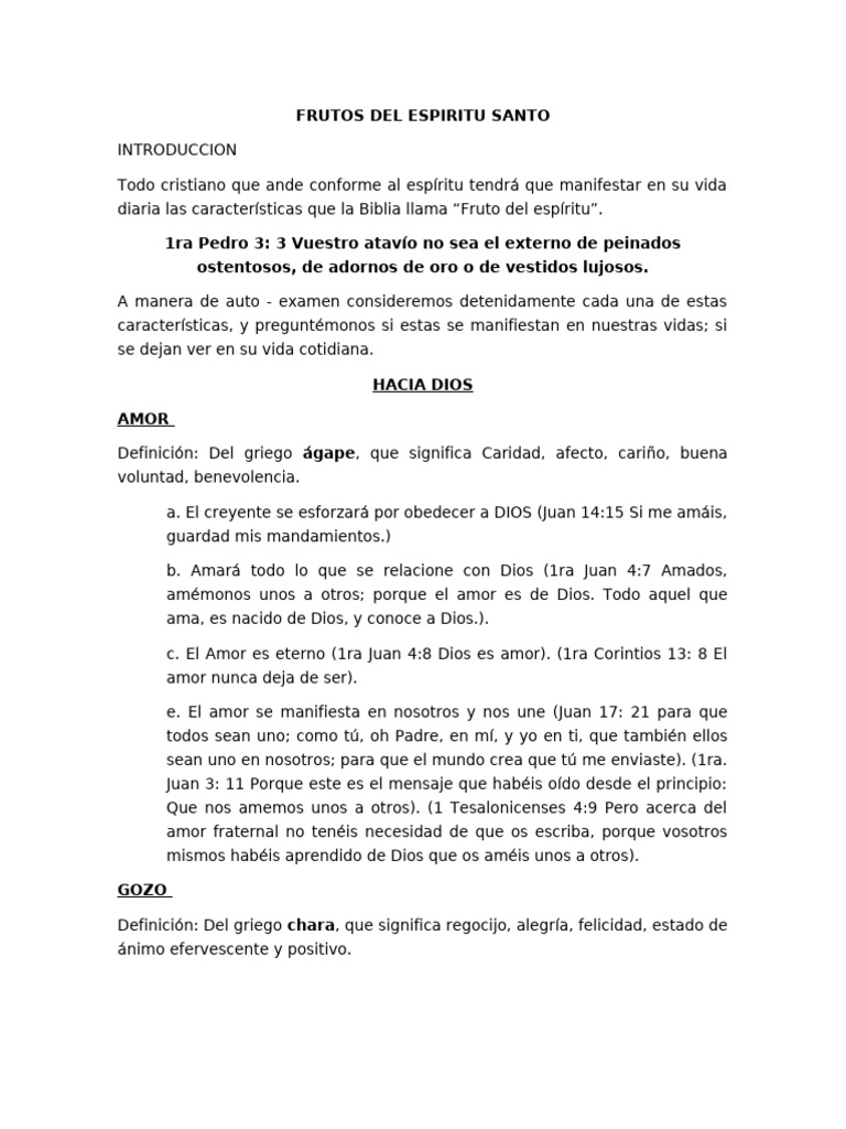 Frutos Del Espiritu Santo | PDF | Amor | Fruto Del Espiritu Santo