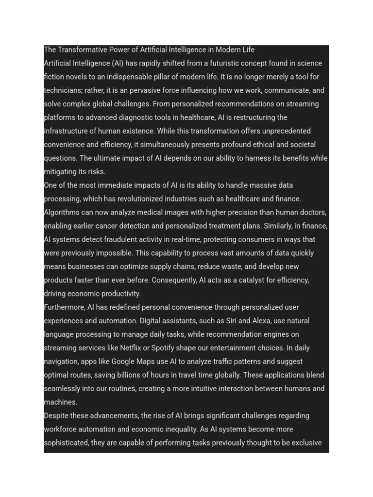 The Transformative Power of Artificial Intelligence in Modern Life ...