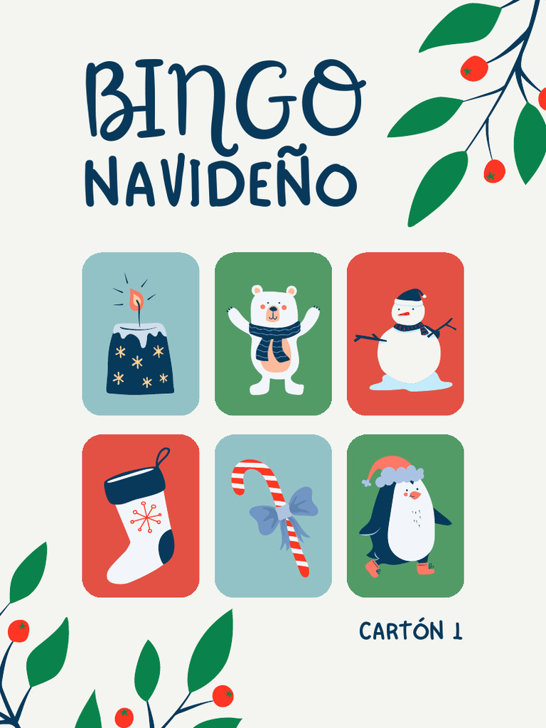 Bingo Navidad Infantil Ilustrativo Natural Verde | PDF
