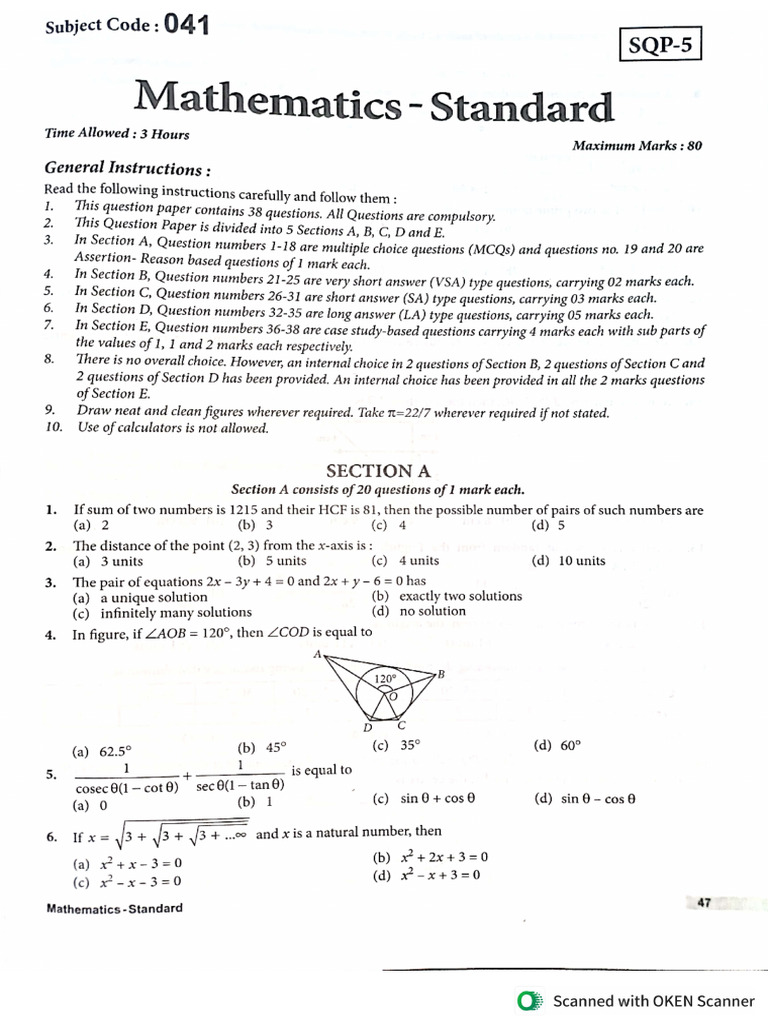 Class 10 Maths Full Syllabus Test 05 | PDF