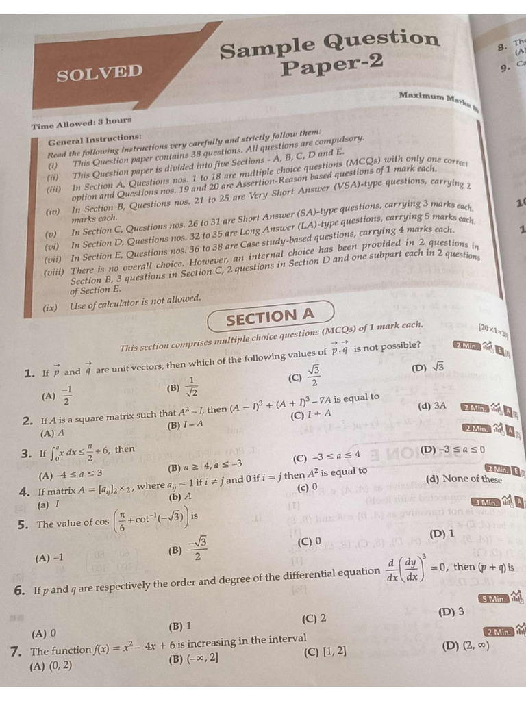 Class 12th Sample Paper 02 | PDF