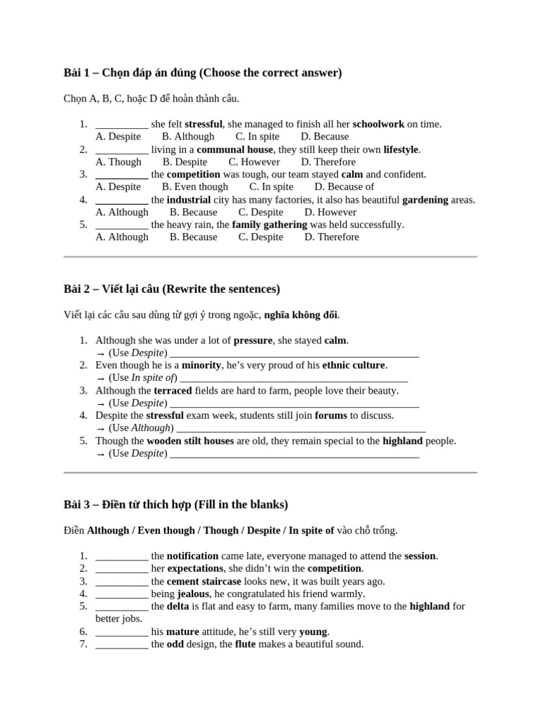 Although.Despite | PDF
