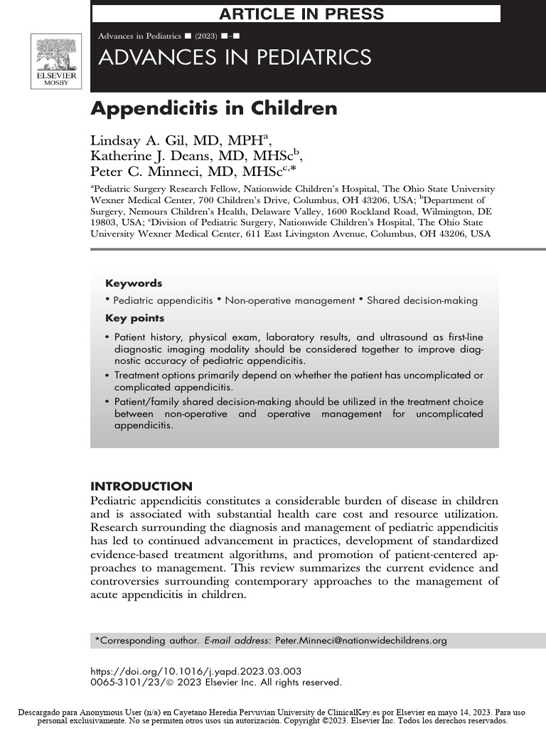 Appendicitis in Children | PDF | Ct Scan | Medical Imaging