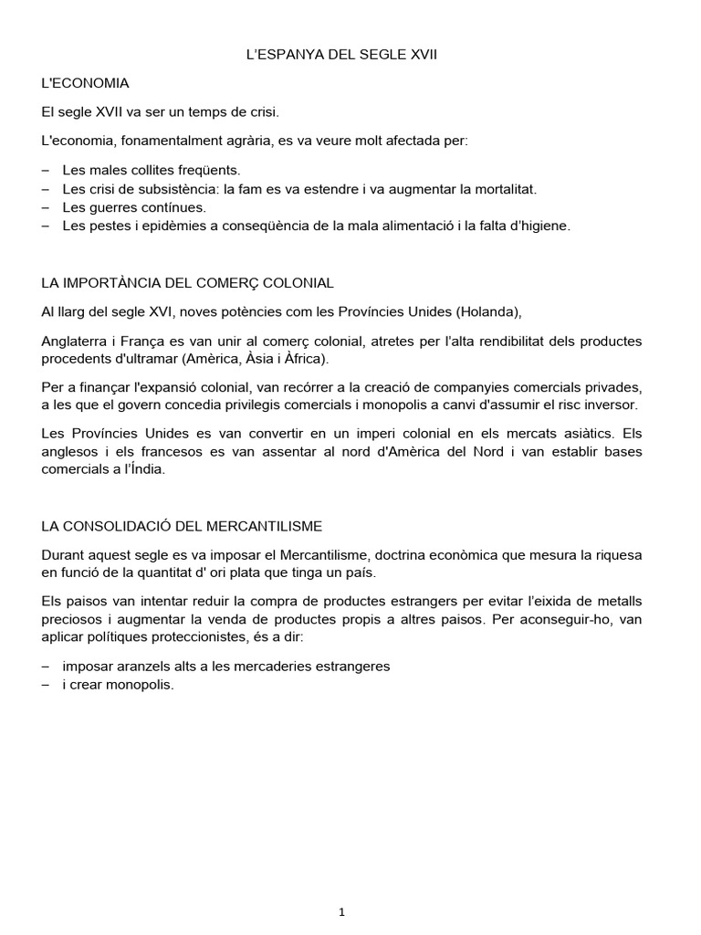 APUNTS UD 4 L’ESPANYA DEL SEGLE XVII-1 | PDF