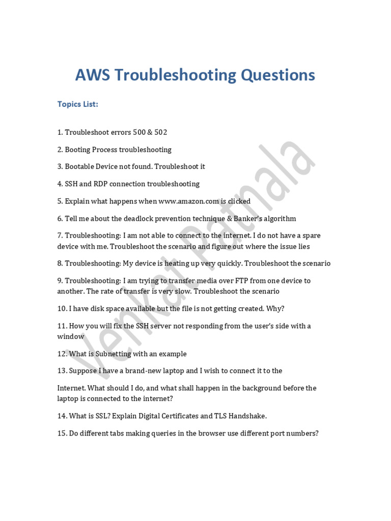 AWS Troubleshooting Questions 1722776872 | PDF | Transport Layer ...