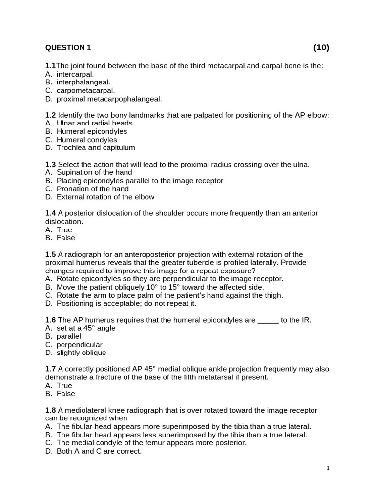 Test 2 QP | PDF | Elbow | Musculoskeletal System