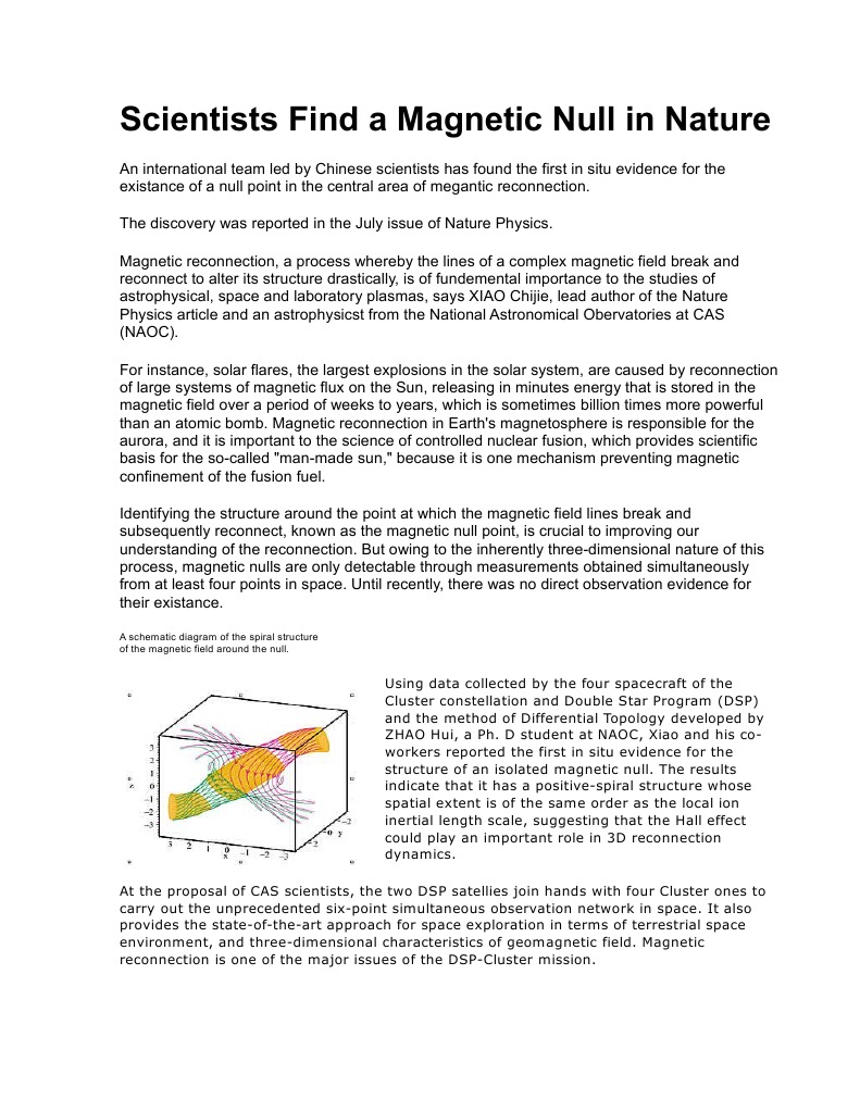 Discovery of Magnetic Null Point in Space | PDF | Sun | Physical Sciences