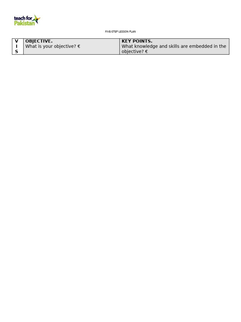 5 Step Lesson Plan Template | PDF | Question | Sentence (Linguistics)