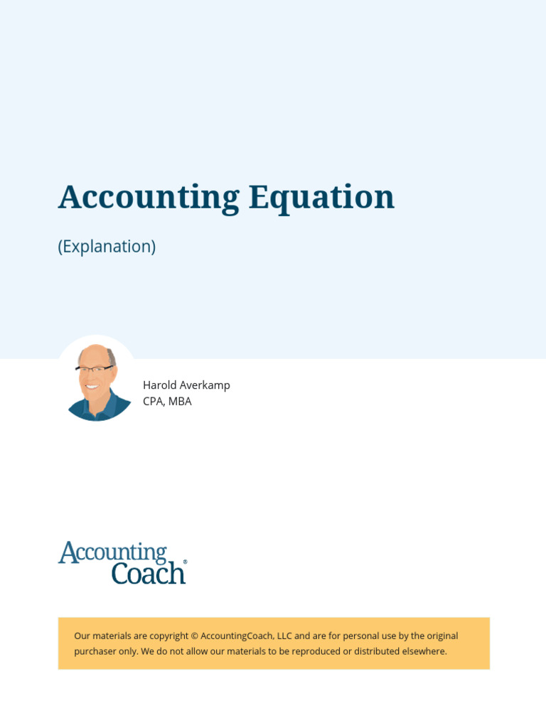 5 Accounting Equation Explanation | PDF | Debits And Credits | Equity ...