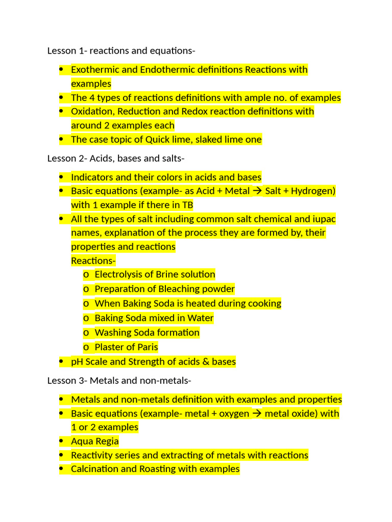 Chem and Phy chapter wise imp concepts | PDF | Chemical Reactions ...