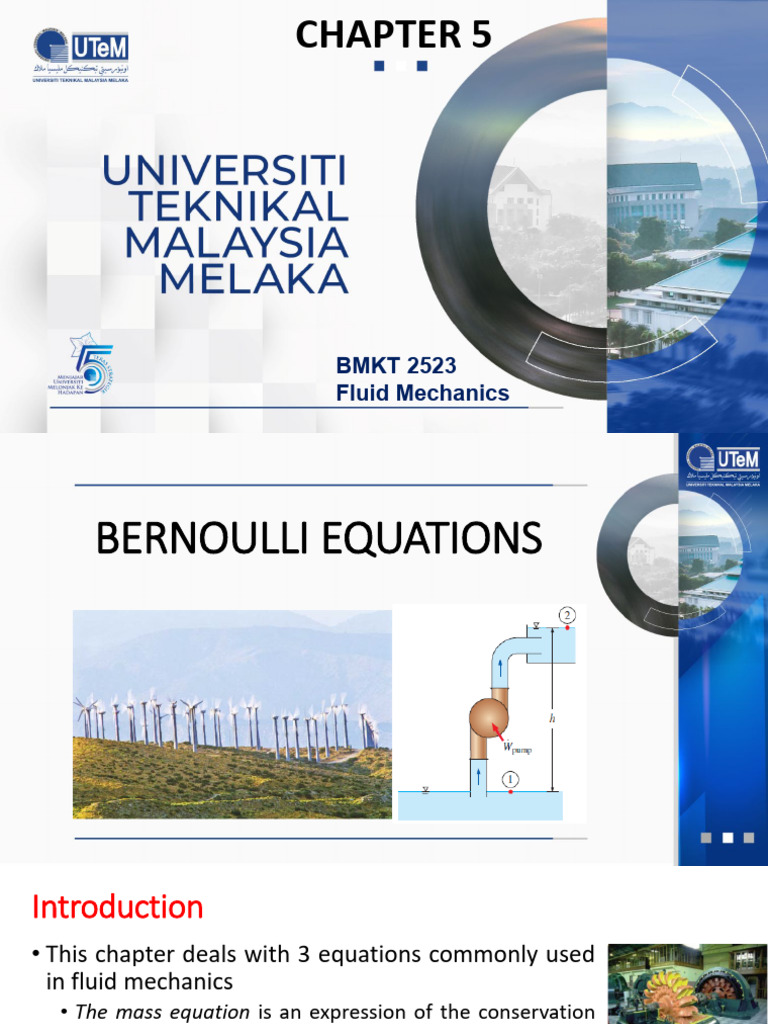 Chapter 5 - Bernoullis Equation | PDF | Fluid Dynamics | Flow Measurement