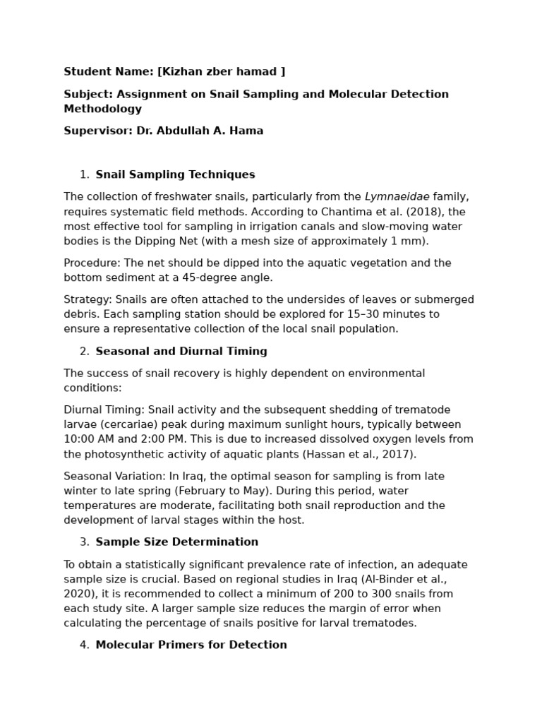 Snail Methodology Kizhan.pdf | PDF | Biology | Biochemistry