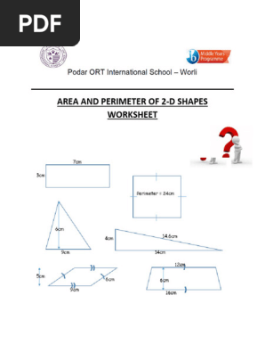 Area Of 2d Shapes Worksheet Pdf Area And Perimeter Of 2d Shapes