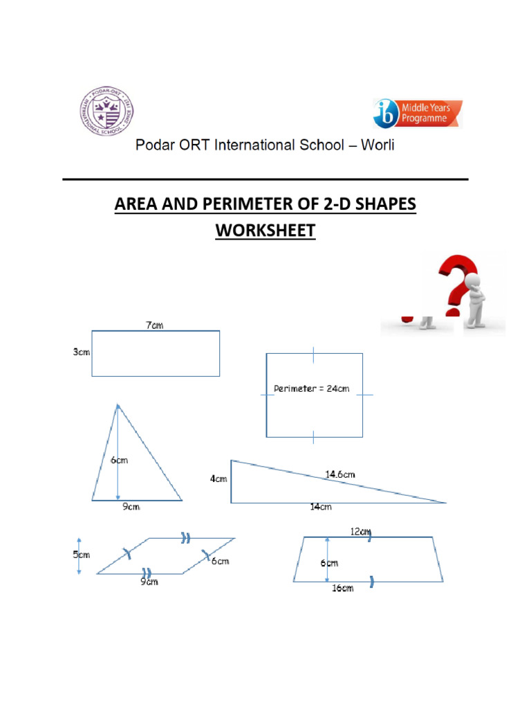Area and Perimeter of 2-d Shapes Worksheet | PDF
