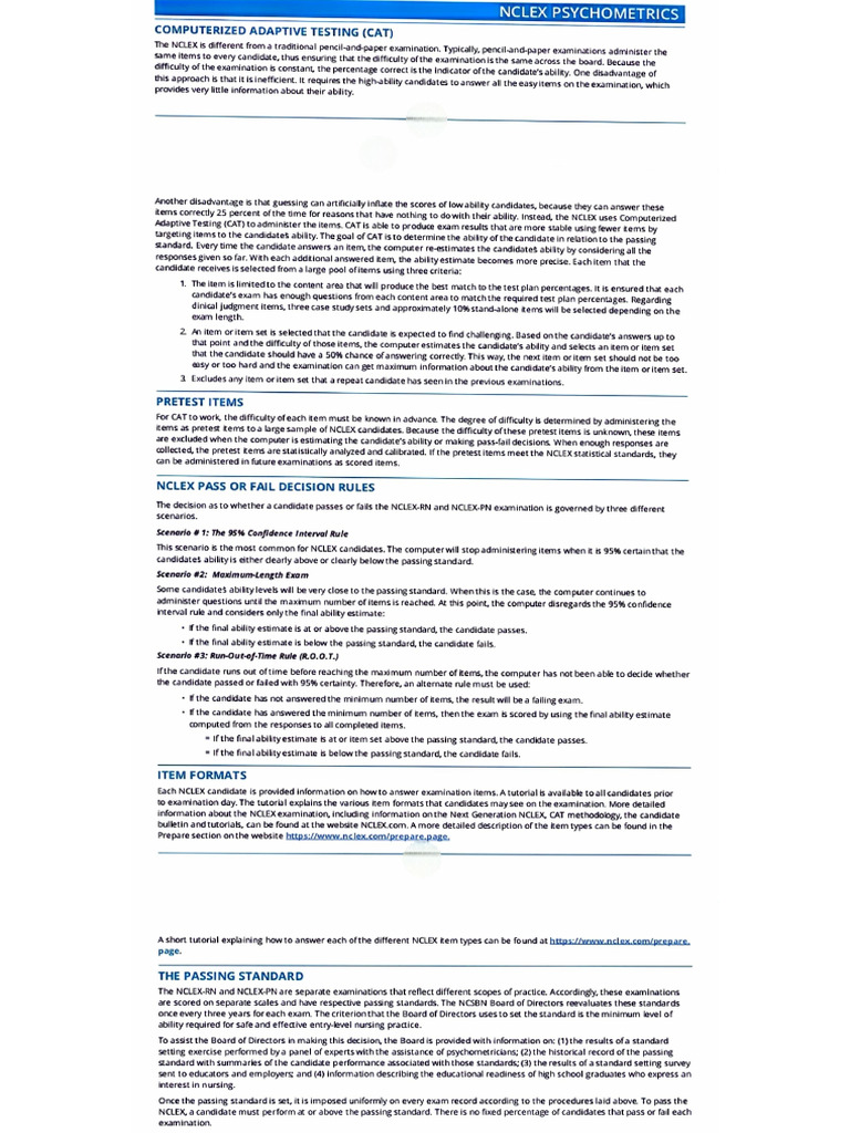 NCLEX Computer Adaptive Testing | PDF