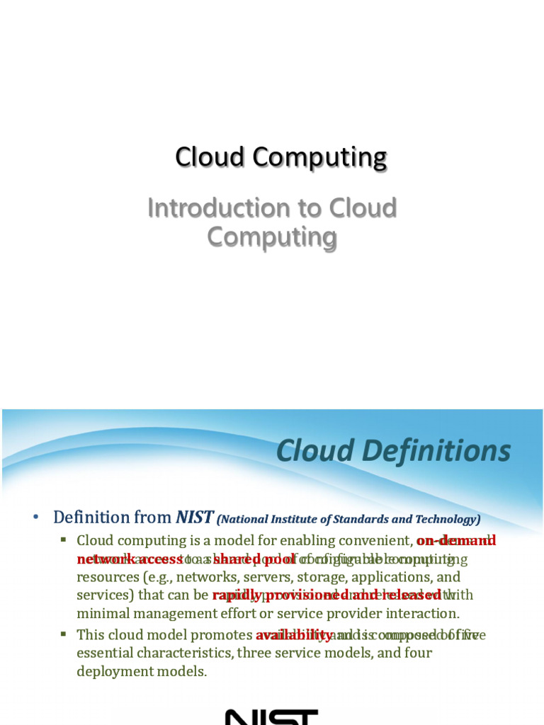 Lecture I Introduction To Cloud Computing | PDF | Cloud Computing ...