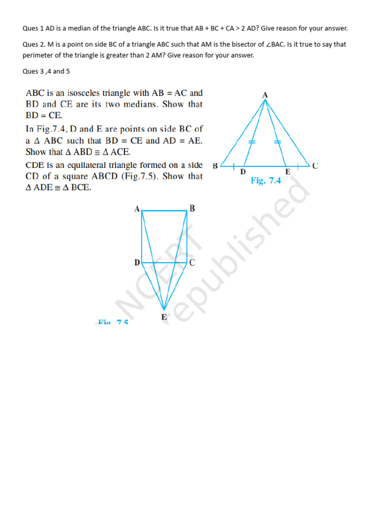 Triangles Hw Class 9 Mehr | PDF
