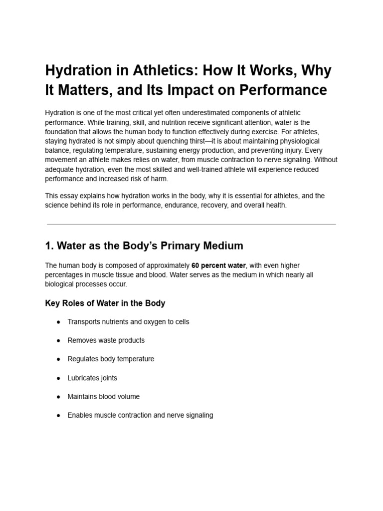 Hydration in Athletics - How It Works, Why It Matters, and Its Impact ...