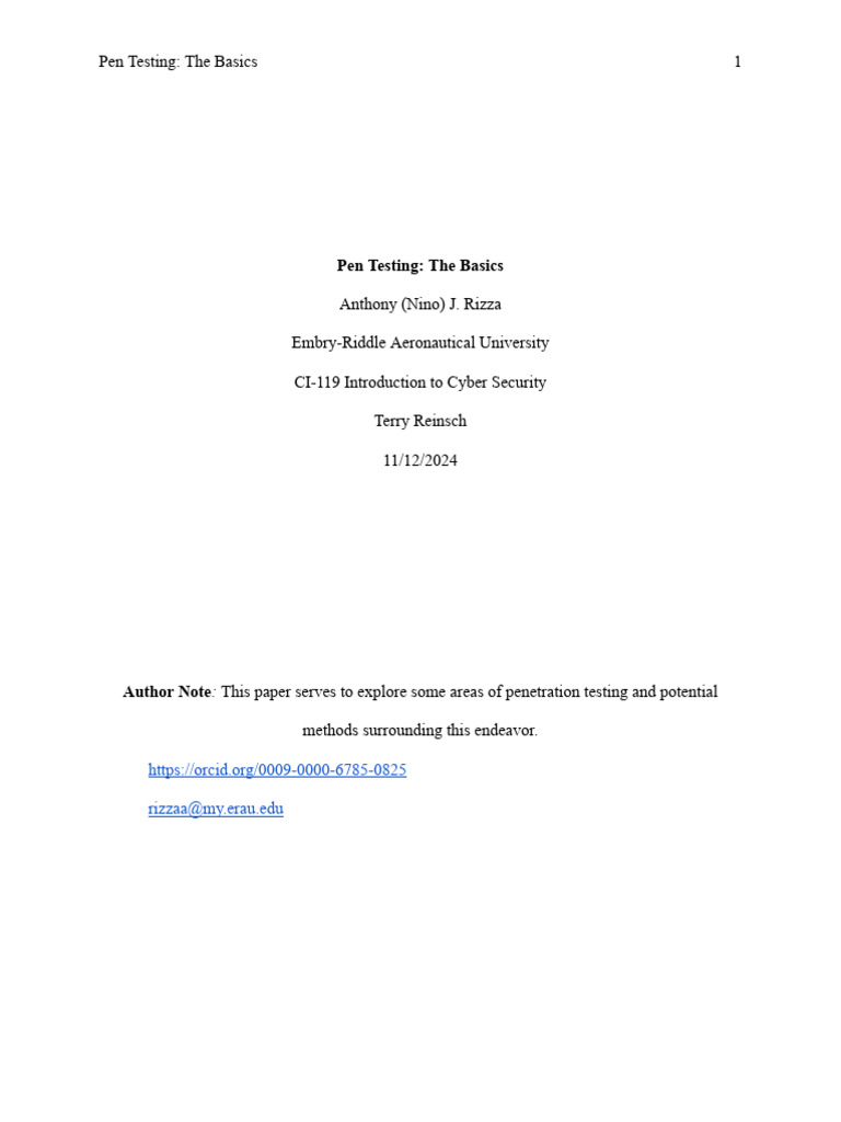 Pen Testing: The Basics | PDF | Penetration Test | Security Hacker