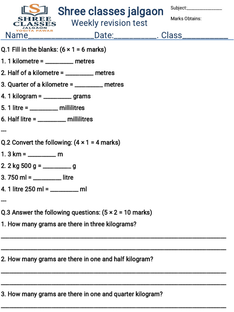 Measurement Class 4 | PDF