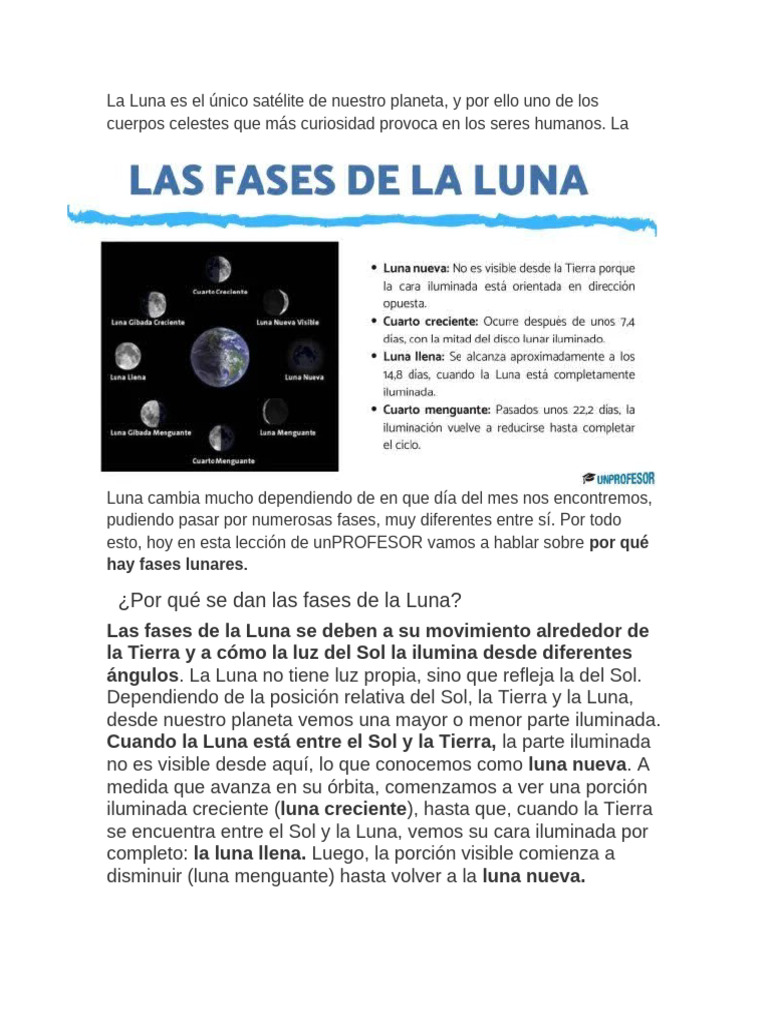 Fases de La Luna | PDF | Luna | Ciencia planetaria