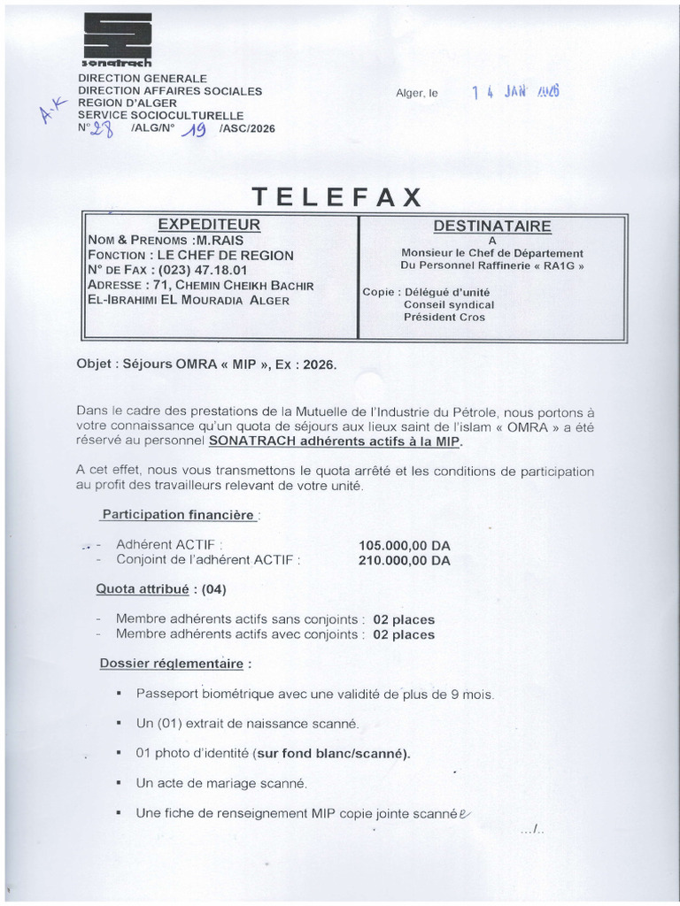 Telefax: Çxpediteur Destinataire | PDF