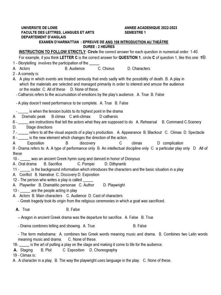 Exam Paper Ang 108 2023 | PDF | Oral Literature | Entertainment