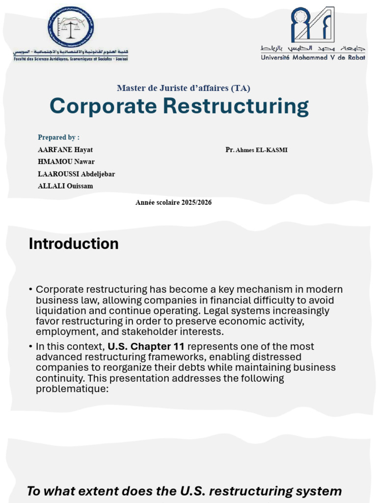 Corporate Restructuring | PDF | Chapter 11 | Bankruptcy