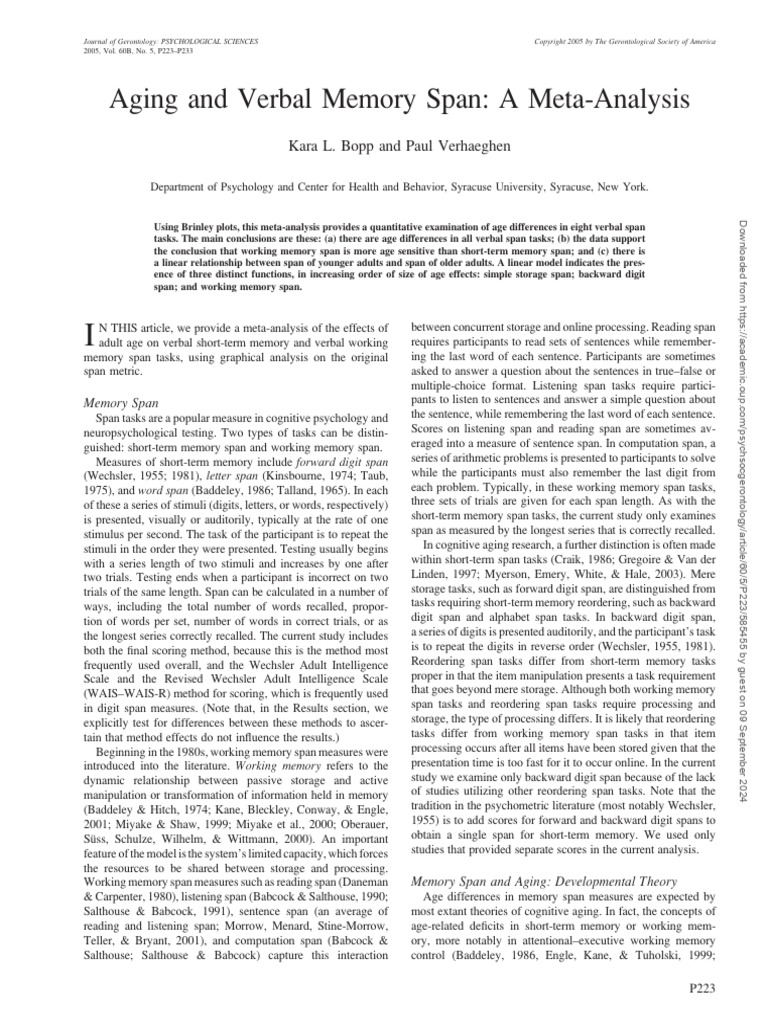 2005_Bopp_Aging and verbal memory span | PDF | Wechsler Adult ...