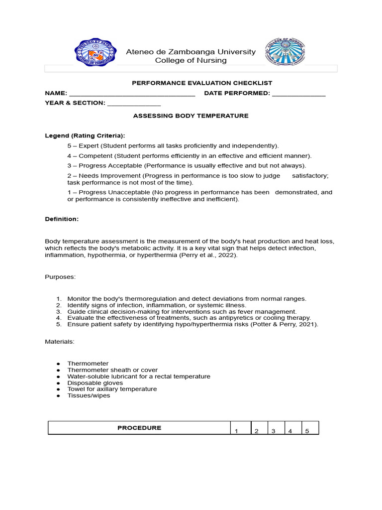 Assessing Body Temperature | PDF | Thermoregulation | Clinical Medicine