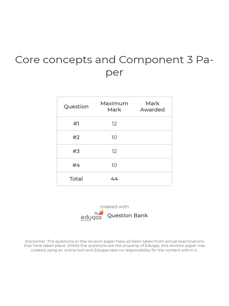 Core Concepts and Component 3 Paper | PDF