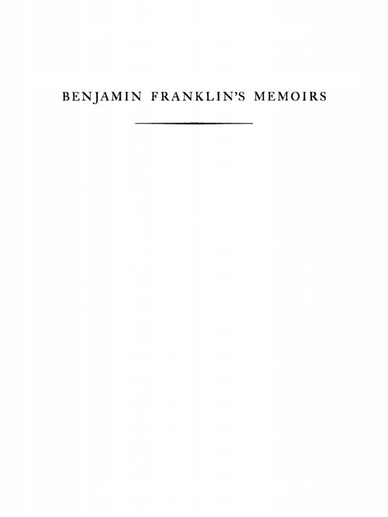 Benjamin Franklin's Memoirs (2020th Edition) Farrand PDF | PDF ...